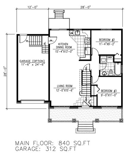 European, Southern House Plan 48264 with 3 Beds, 2 Baths, 1 Car Garage First Level Plan