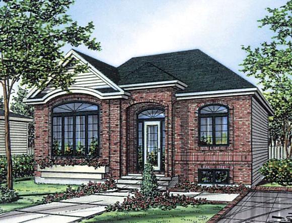 European House Plan 48269 with 2 Beds, 1 Baths Elevation