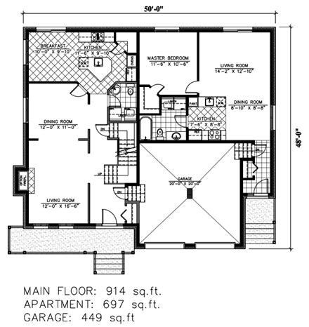 Southern House Plan 48271 with 5 Beds, 4 Baths, 2 Car Garage First Level Plan