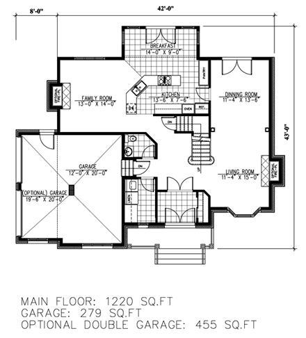 Colonial House Plan 48281 with 3 Beds, 3 Baths, 1 Car Garage First Level Plan