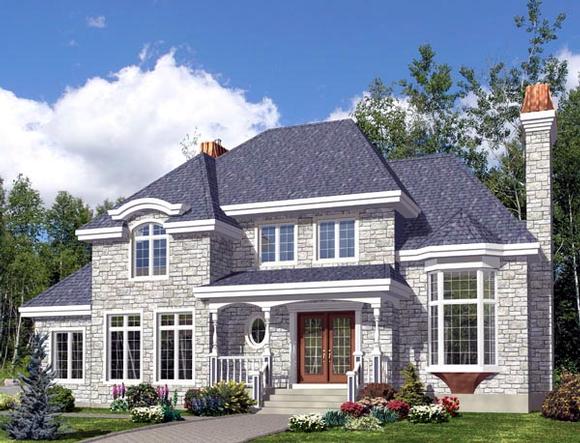 Colonial House Plan 48281 with 3 Beds, 3 Baths, 1 Car Garage Elevation