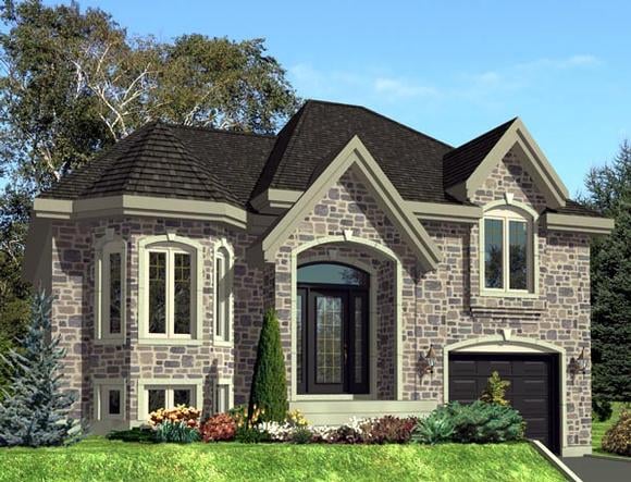 European House Plan 48283 with 3 Beds, 1 Baths, 1 Car Garage Elevation