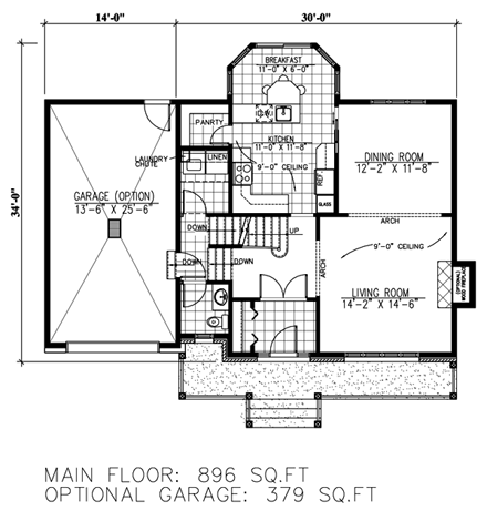 Southern House Plan 48284 with 3 Beds, 2 Baths, 1 Car Garage First Level Plan
