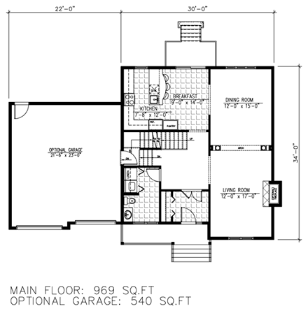 Southern House Plan 48287 with 3 Beds, 3 Baths, 1 Car Garage First Level Plan