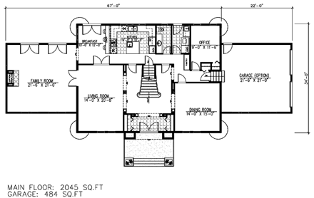 House Plan 48288 with 5 Beds, 5 Baths, 2 Car Garage First Level Plan
