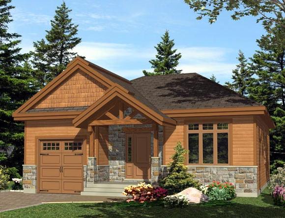 House Plan 48289 with 2 Beds, 1 Baths, 1 Car Garage Elevation
