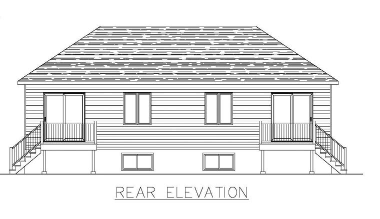 Multi-Family Plan 48296 with 8 Beds, 4 Baths Rear Elevation