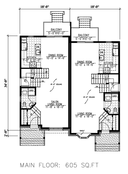 Multi-Family Plan 48297 with 6 Beds, 4 Baths First Level Plan