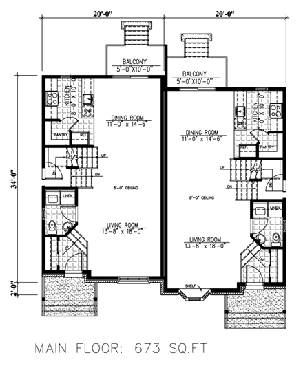 Multi-Family Plan 48298 with 6 Beds, 4 Baths First Level Plan