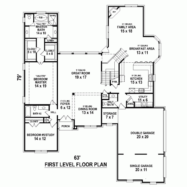 House Plan 48300 - Traditional Style with 4028 Sq Ft, 3 Bed, 4 Ba