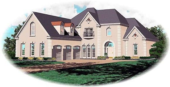Traditional House Plan 48559 with 4 Beds, 4 Baths, 3 Car Garage Elevation