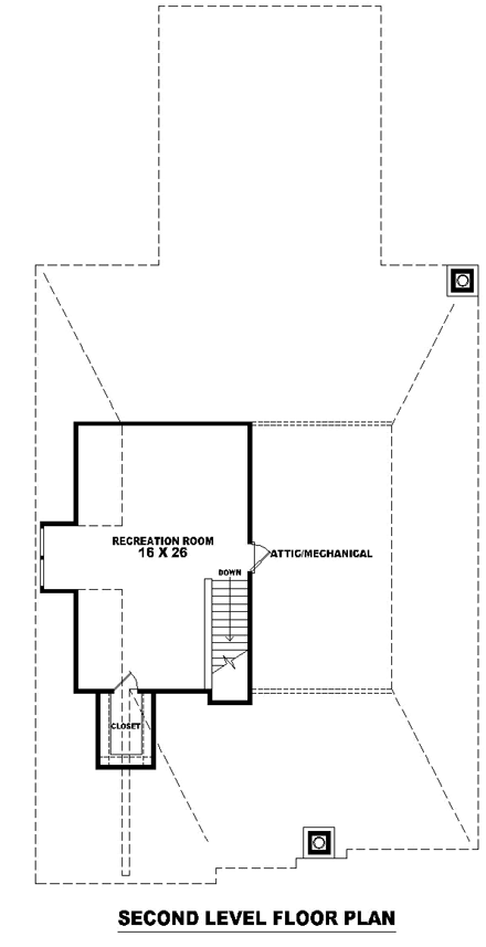Craftsman House Plan 48571 with 3 Beds, 2 Baths, 2 Car Garage Second Level Plan