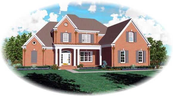 European House Plan 48592 with 4 Beds, 4 Baths, 3 Car Garage Elevation