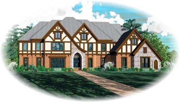 Tudor House Plan 48706 with 6 Beds, 5 Baths, 3 Car Garage Elevation