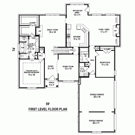 House Plan 48727 - Traditional Style with 4054 Sq Ft, 5 Bed, 4 Ba