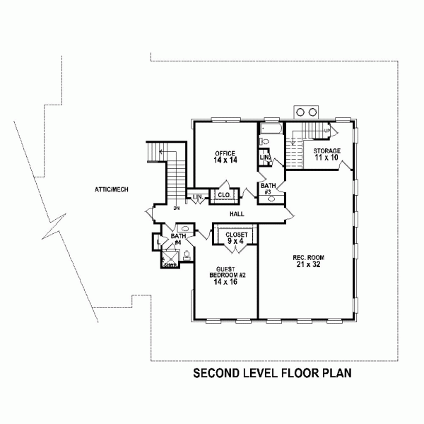 Country, Plantation House Plan 48759 with 3 Beds, 4 Baths, 3 Car Garage Level Two