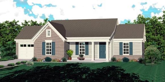 Traditional House Plan 48762 with 2 Beds, 2 Baths, 2 Car Garage Elevation