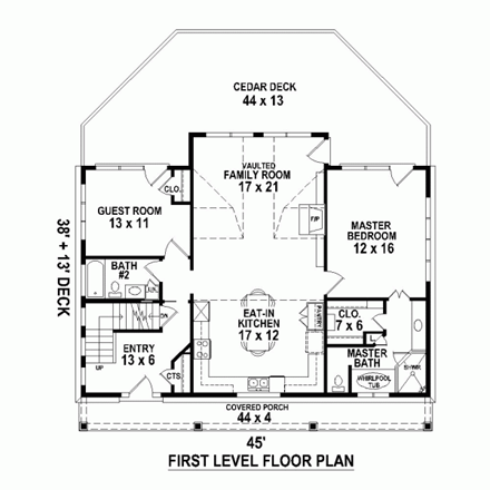 Country House Plan 48767 with 3 Beds, 3 Baths, 2 Car Garage First Level Plan