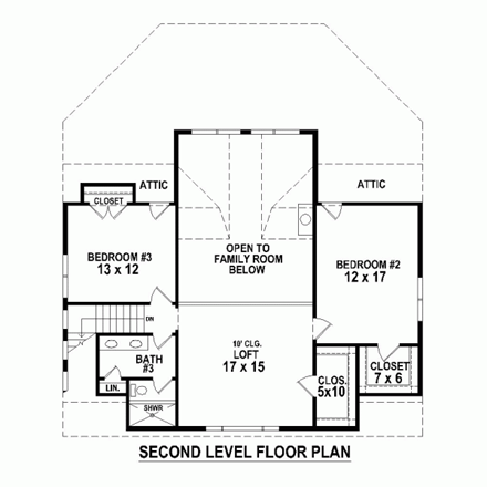 Country House Plan 48767 with 3 Beds, 3 Baths, 2 Car Garage Second Level Plan