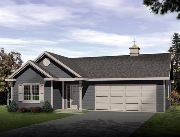 Ranch 2 Car Garage Apartment Plan 49023 with 1 Beds, 1 Baths Elevation