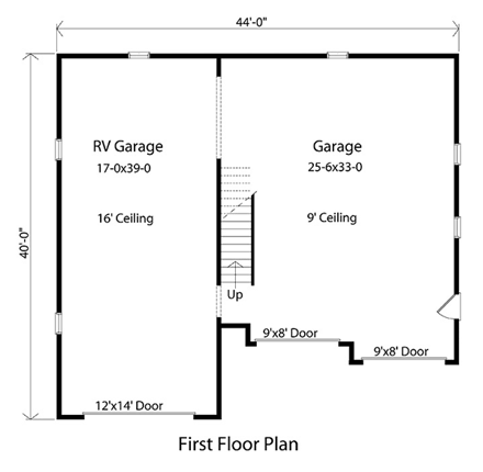 Traditional 3 Car Garage Plan 49030, RV Storage First Level Plan
