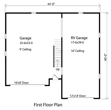 Traditional 3 Car Garage Plan 49031, RV Storage First Level Plan