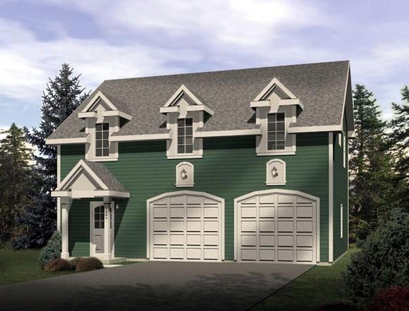 Farmhouse, Narrow Lot 2 Car Garage Apartment Plan 49032 with 1 Beds, 1 Baths Elevation