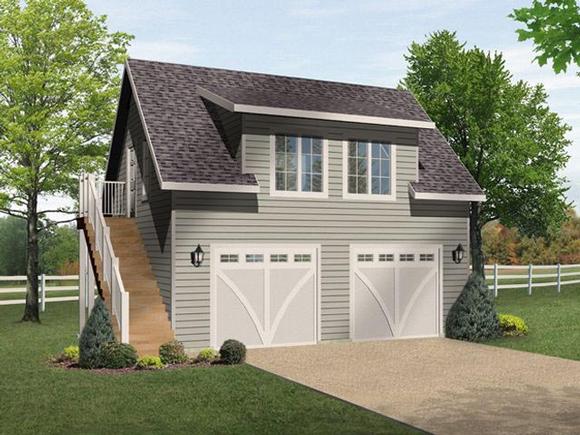 2 Car Garage Apartment Plan 49036 with 1 Beds, 1 Baths Elevation