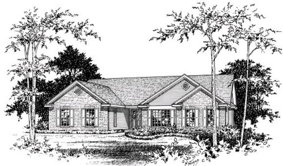 Ranch House Plan 49037 with 3 Beds, 3 Baths, 3 Car Garage Elevation