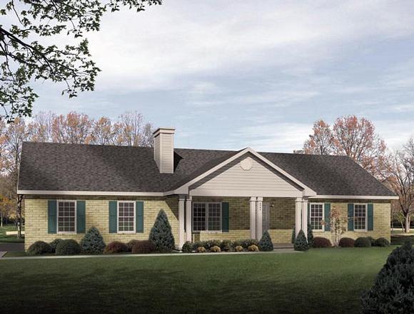 Ranch House Plan 49072 with 3 Beds, 2 Baths, 3 Car Garage Elevation