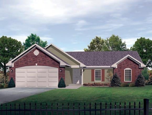 One-Story House Plan 49107 with 3 Beds, 3 Baths, 2 Car Garage Elevation
