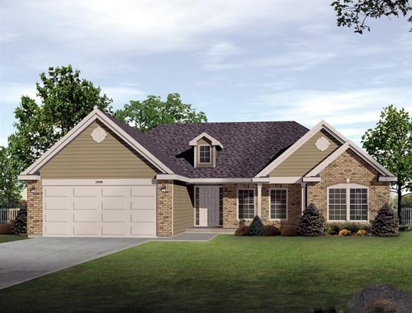 One-Story House Plan 49110 with 3 Beds, 3 Baths, 2 Car Garage Elevation