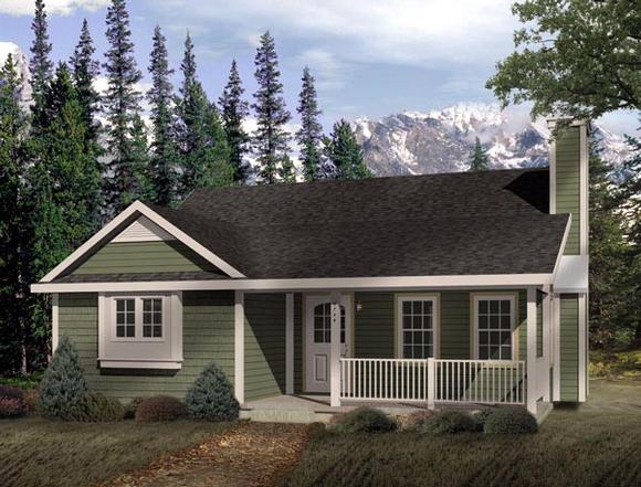Country, One-Story House Plan 49120 with 2 Beds, 1 Baths Elevation