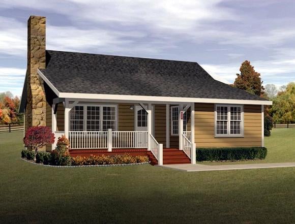 Country, Ranch House Plan 49122 with 2 Beds, 1 Baths Elevation