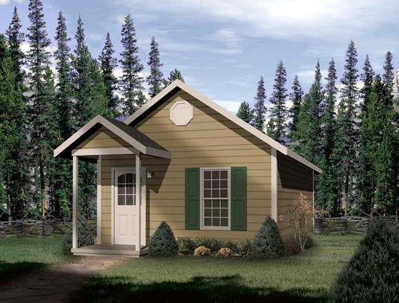 Cabin, Traditional House Plan 49132 with 1 Beds, 1 Baths Elevation