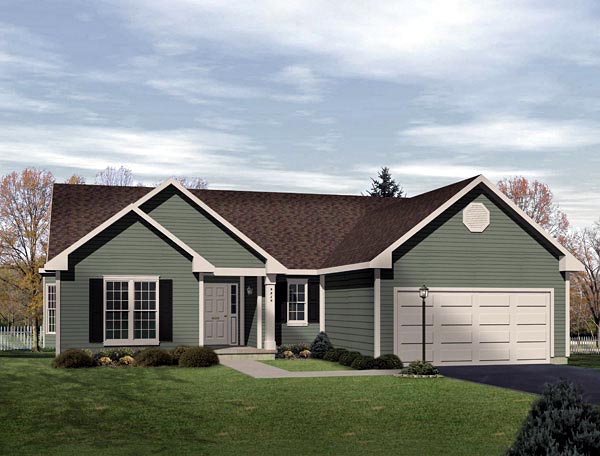 One-Story, Ranch House Plan 49134 with 3 Beds, 2 Baths, 2 Car Garage Elevation