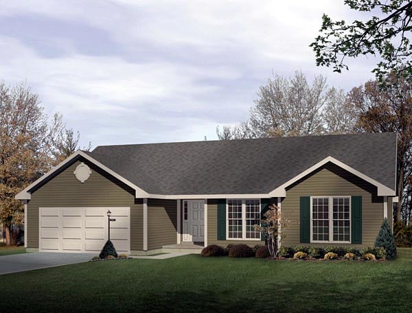 Ranch House Plan 49137 with 3 Beds, 2 Baths, 2 Car Garage Elevation