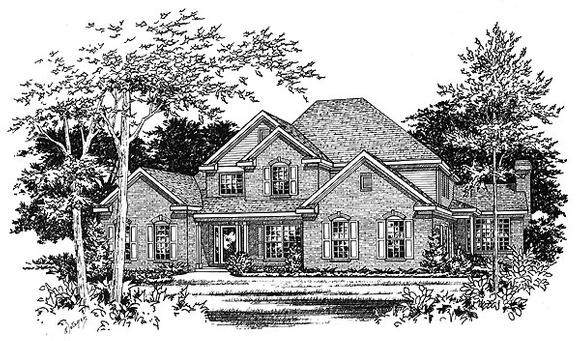 Traditional House Plan 49142 with 4 Beds, 4 Baths, 3 Car Garage Elevation