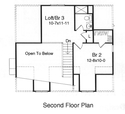 Cape Cod House Plan 49152 with 3 Beds, 2 Baths Second Level Plan