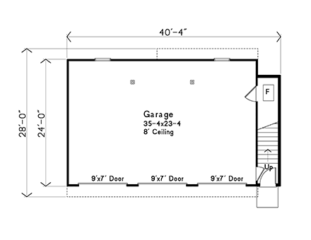 Narrow Lot, Traditional 3 Car Garage Apartment Plan 49153 with 2 Beds, 1 Baths First Level Plan