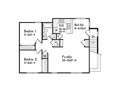 Narrow Lot, Traditional 3 Car Garage Apartment Plan 49153 with 2 Beds, 1 Baths Second Level Plan