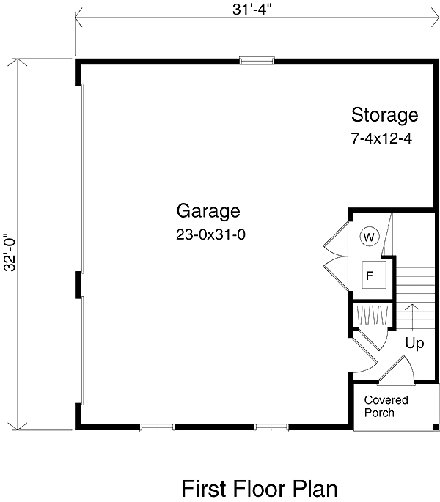 Narrow Lot 3 Car Garage Apartment Plan 49154 with 2 Beds, 1 Baths First Level Plan