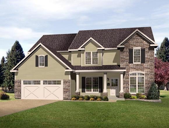 Country, Traditional House Plan 49188 with 4 Beds, 6 Baths, 2 Car Garage Elevation