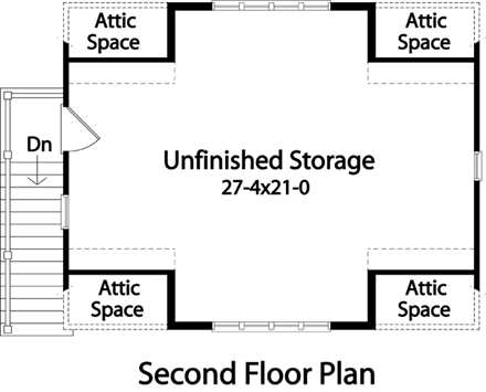 2 Car Garage Plan 49191 Second Level Plan