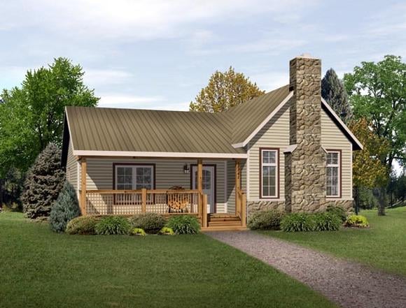 Country, Narrow Lot, One-Story, Ranch House Plan 49193 with 2 Beds, 2 Baths Elevation