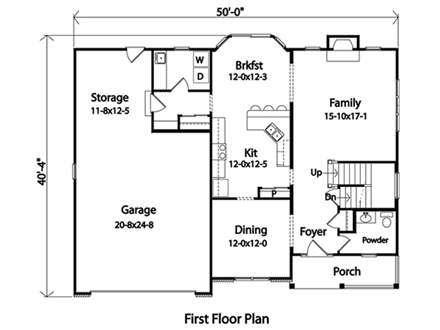 Traditional House Plan 49197 with 4 Beds, 4 Baths, 2 Car Garage First Level Plan
