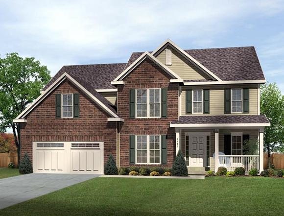 Traditional House Plan 49197 with 4 Beds, 4 Baths, 2 Car Garage Elevation
