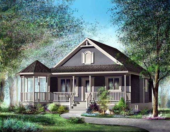 Southern House Plan 49492 with 2 Beds, 1 Baths Elevation
