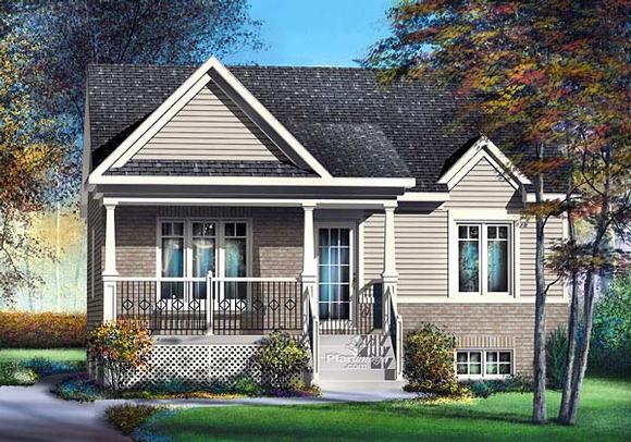 Craftsman House Plan 49504 with 2 Beds, 1 Baths Elevation