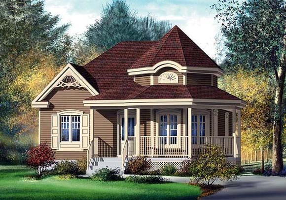 Victorian House Plan 49571 with 2 Beds, 1 Baths Elevation